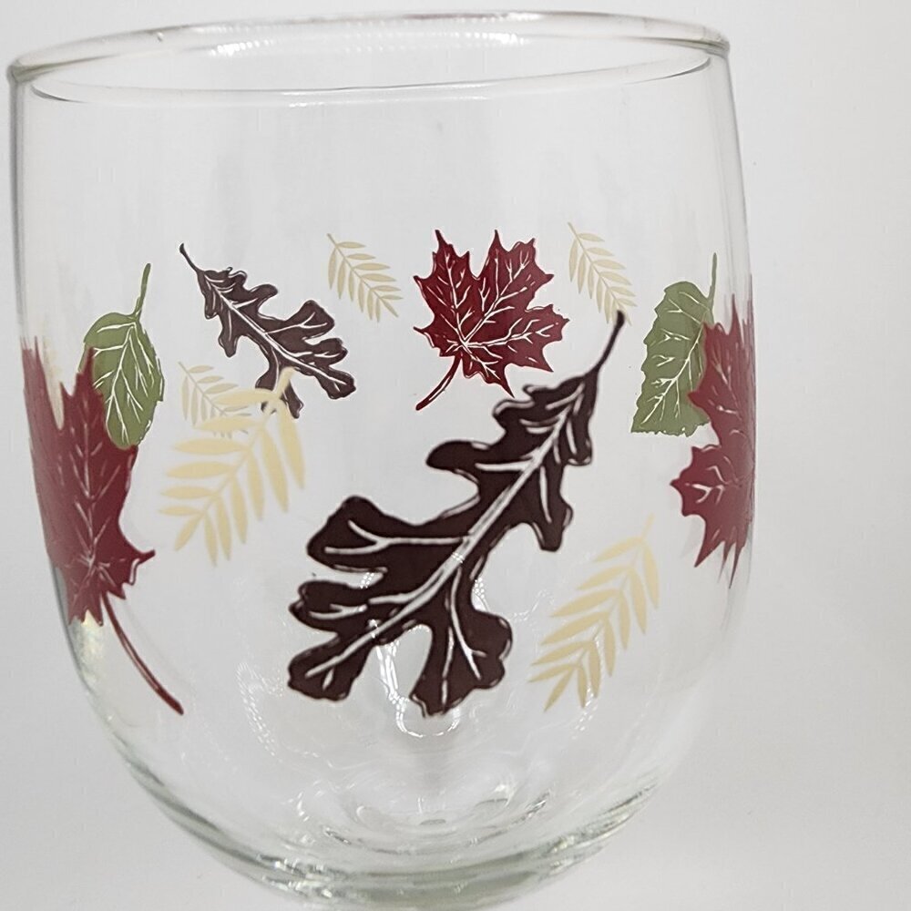 Set of 2 "Fall Leaves" Wine Glasses - Picture 7 of 8